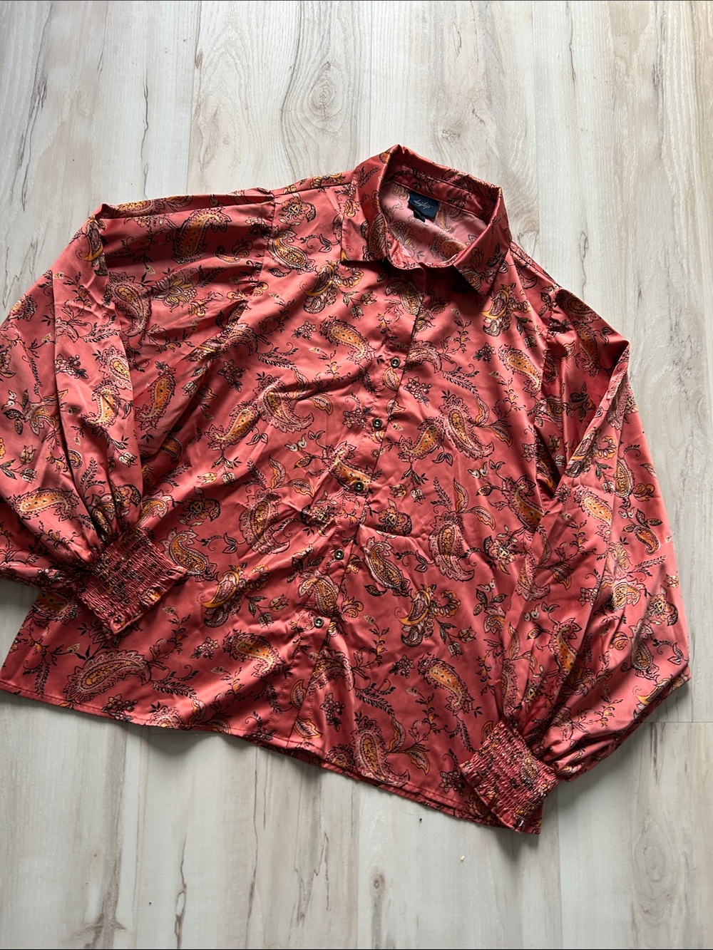 Daytrip Coral Red Paisley Button-Down Shirt